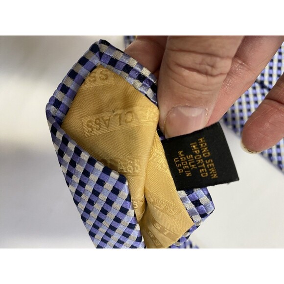 Robert Talbott Nordstrom Best of Class Silk Necktie - Blue/Silver Checkered - Picture 7 of 7